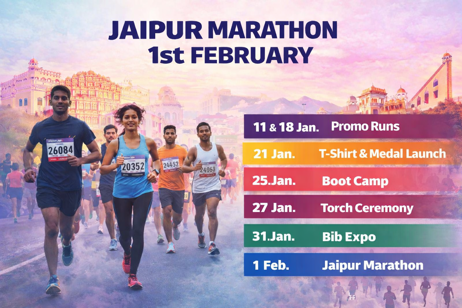 Jaipur Marathon on February 1, 4 separate zones created in the city for preparation