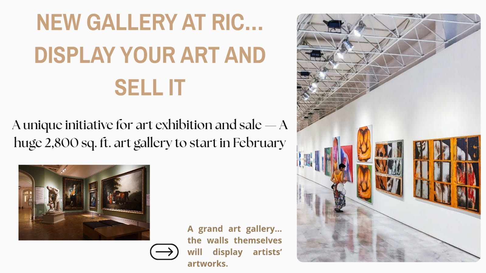 New Gallery at RIC… Display Your Art and Sell It