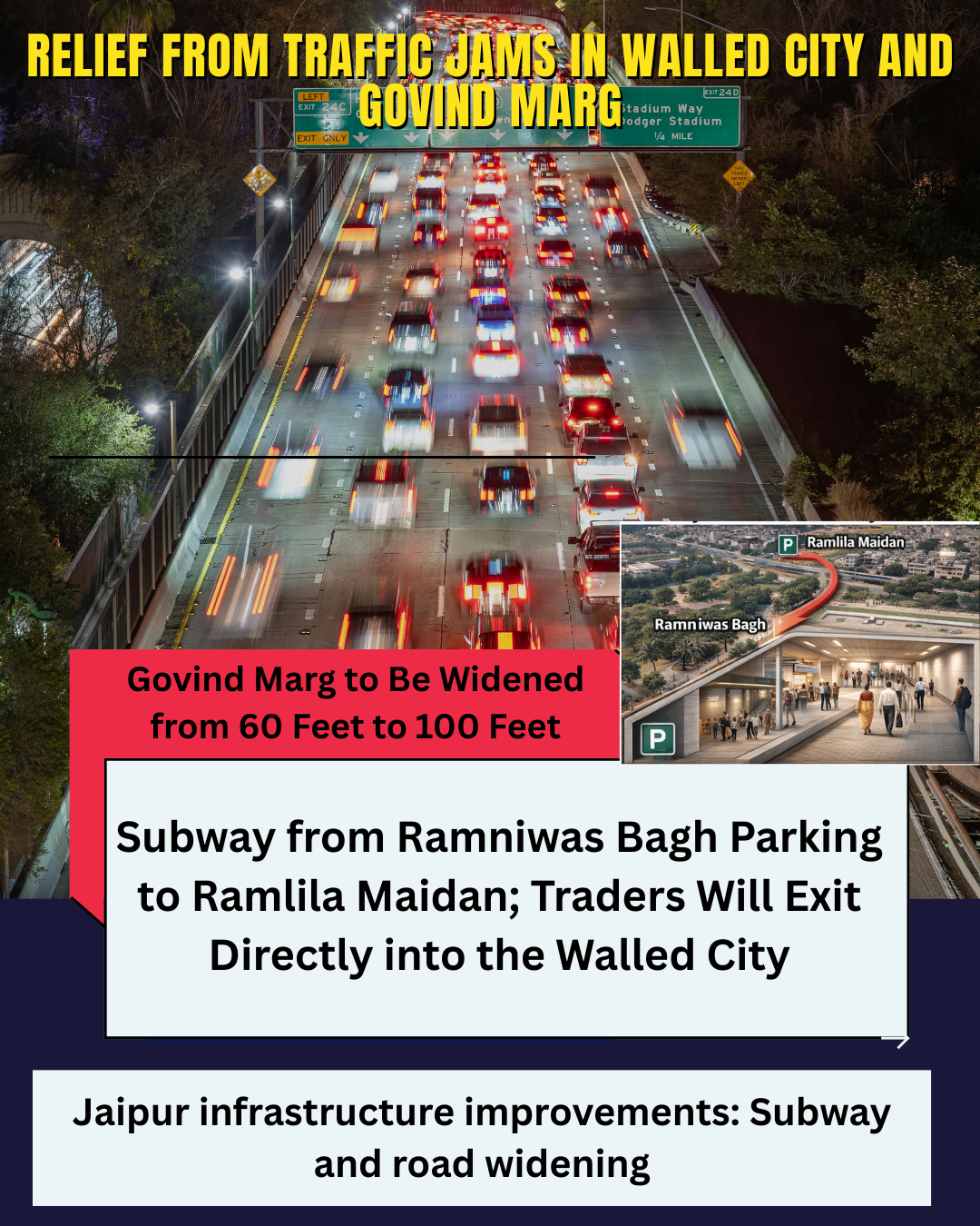 Relief from Traffic Jams in Walled City and Govind Marg