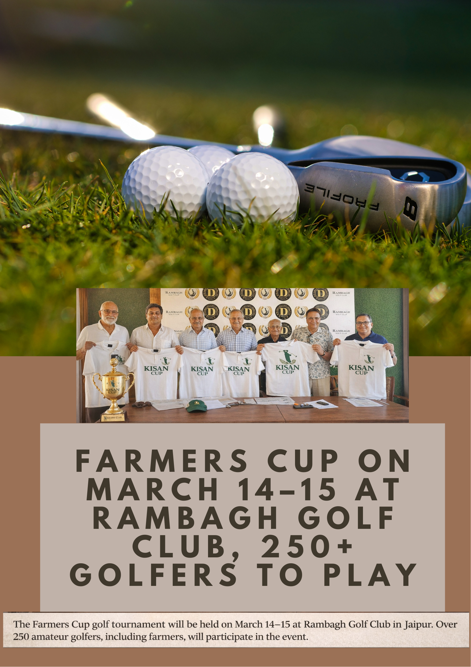 Farmers Cup on March 14–15 at Rambagh Golf Club, 250+ Golfers to Play