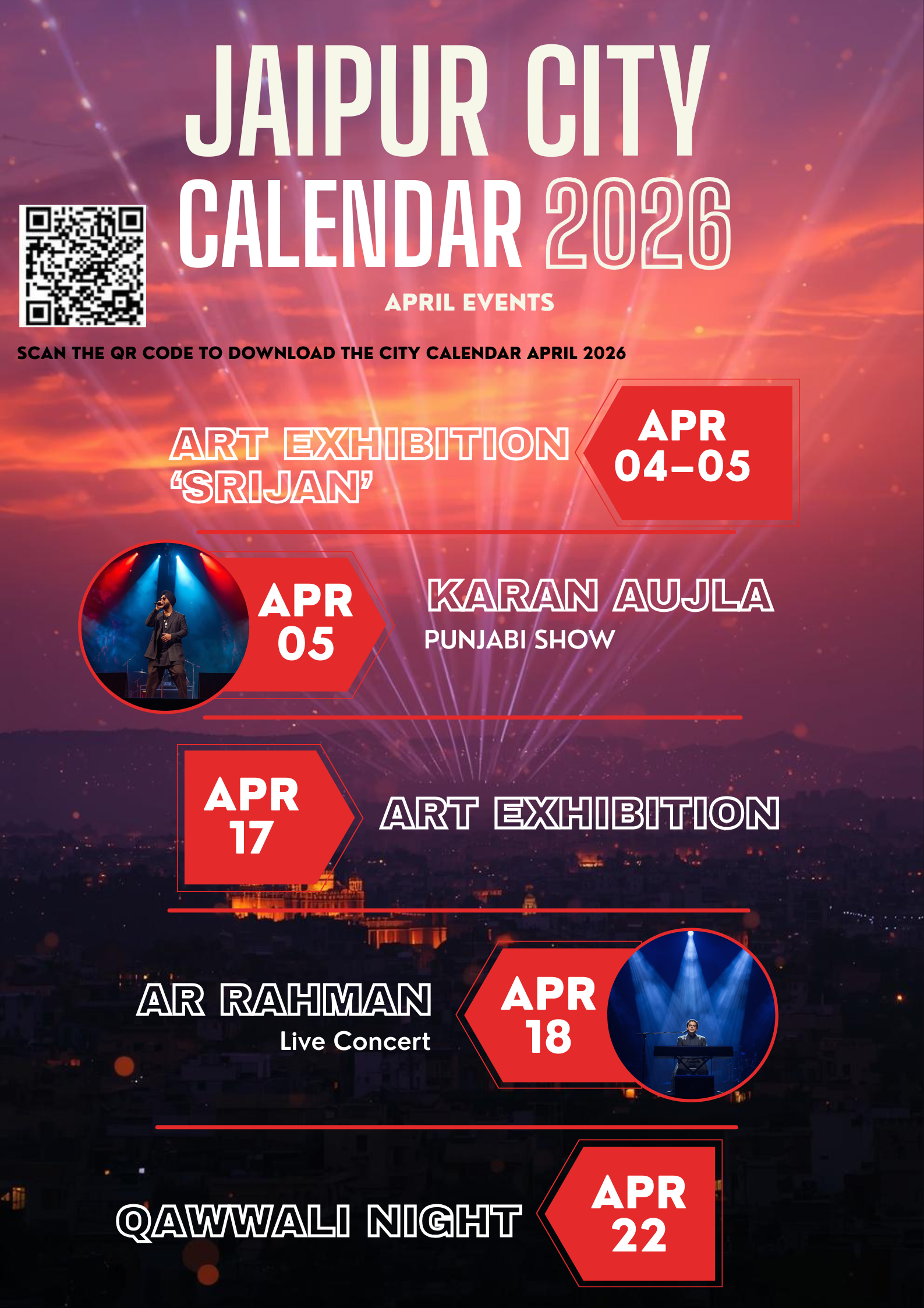 On 5th, Karan Aujla’s Punjabi show, and on 18th, AR Rahman concert