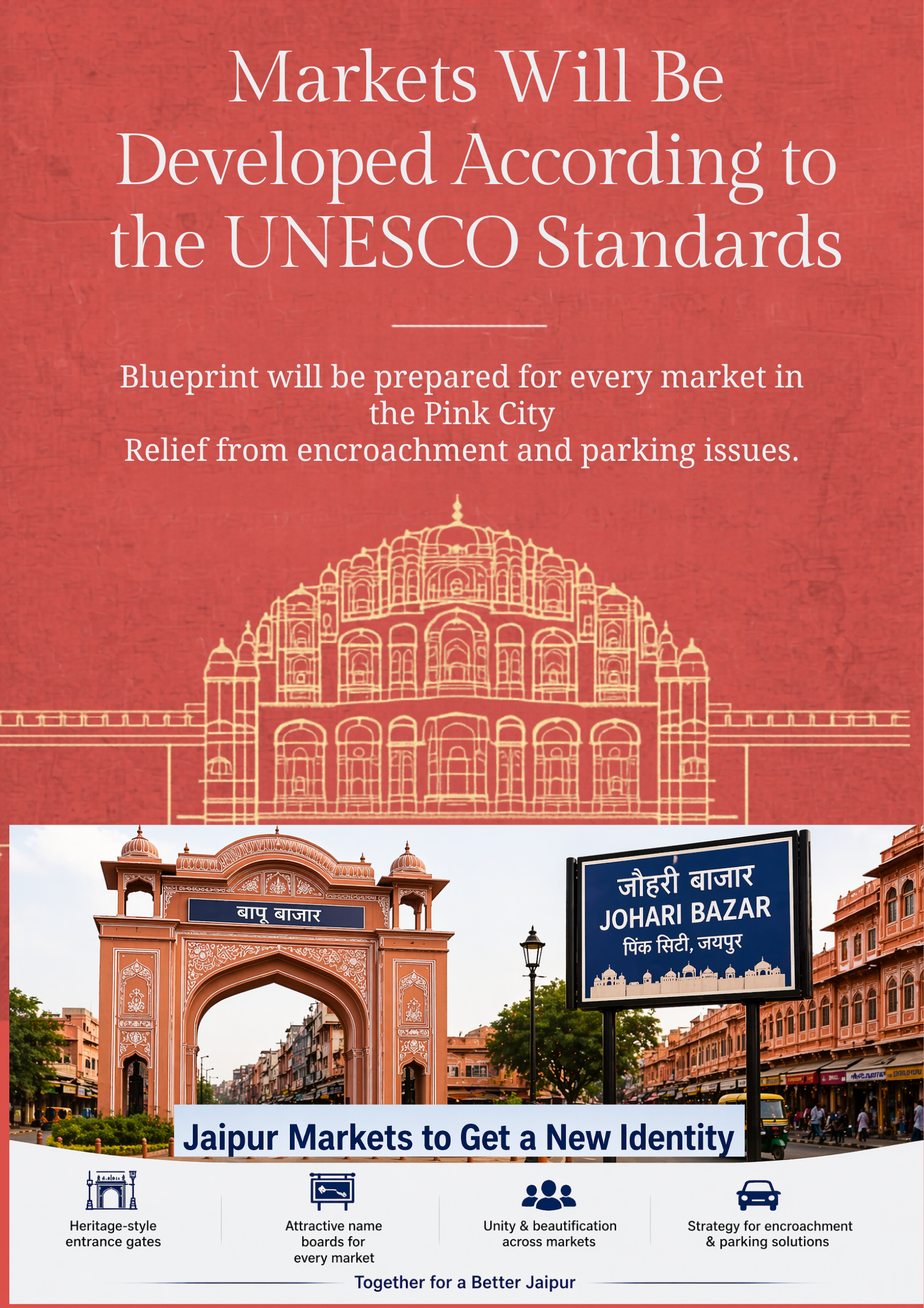 A Blueprint Will Be Prepared for Every Market in the Pink City; Relief from Encroachment and Parking Issues