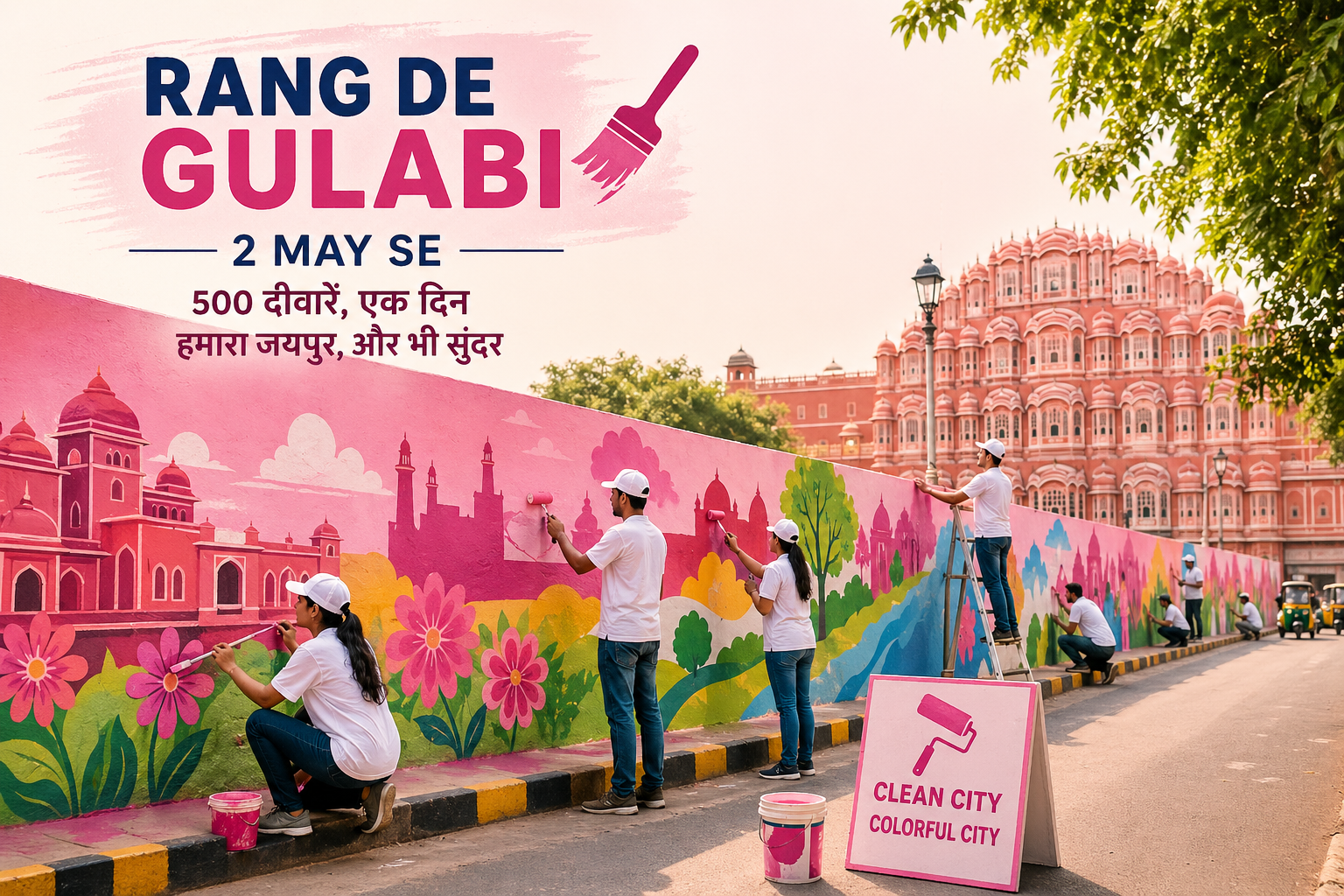 Preparation to Paint 500 Walls in Jaipur; ‘Rang De Gulabi’ Campaign from May 2