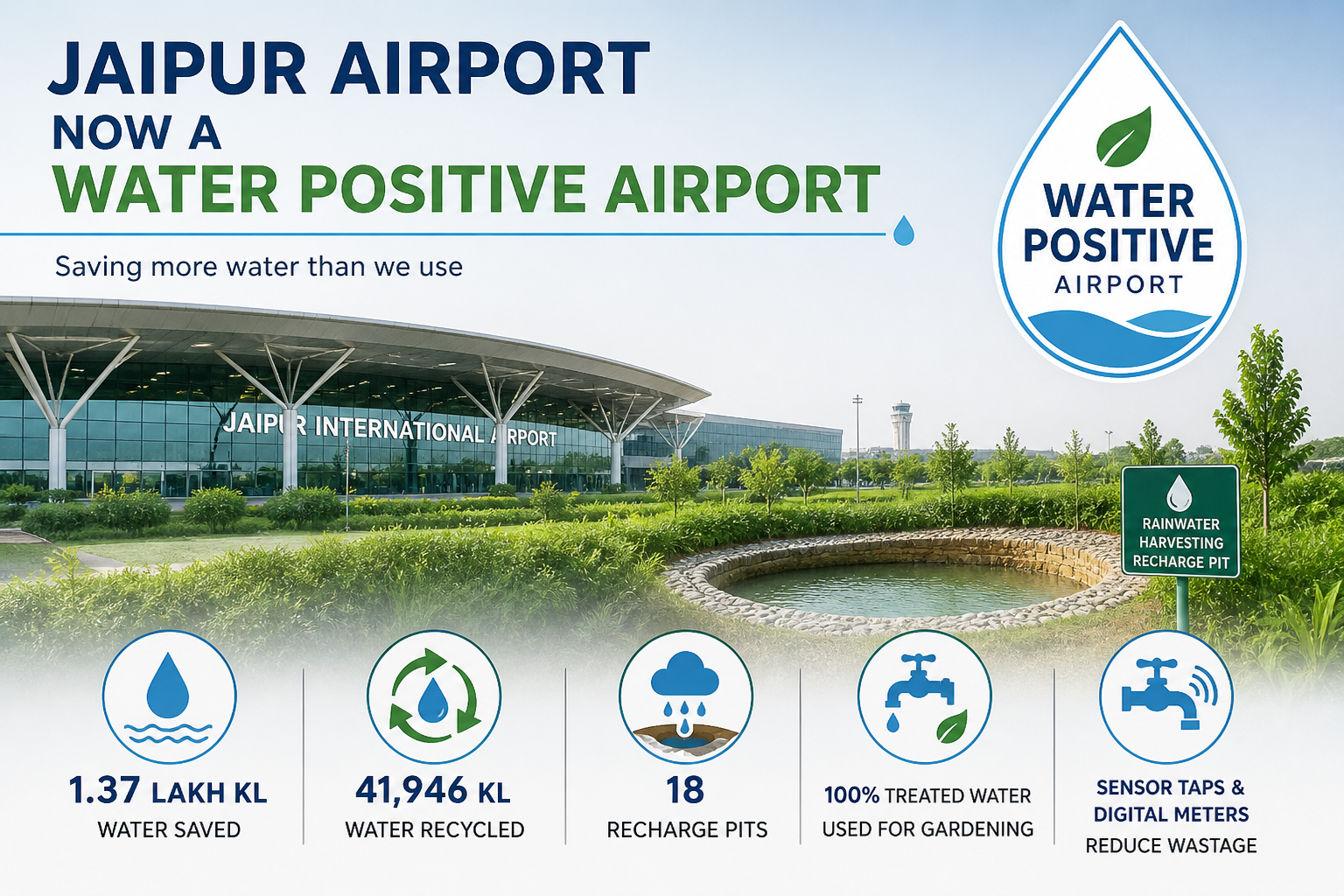 Jaipur Airport Gets Status of Water Positive Airport