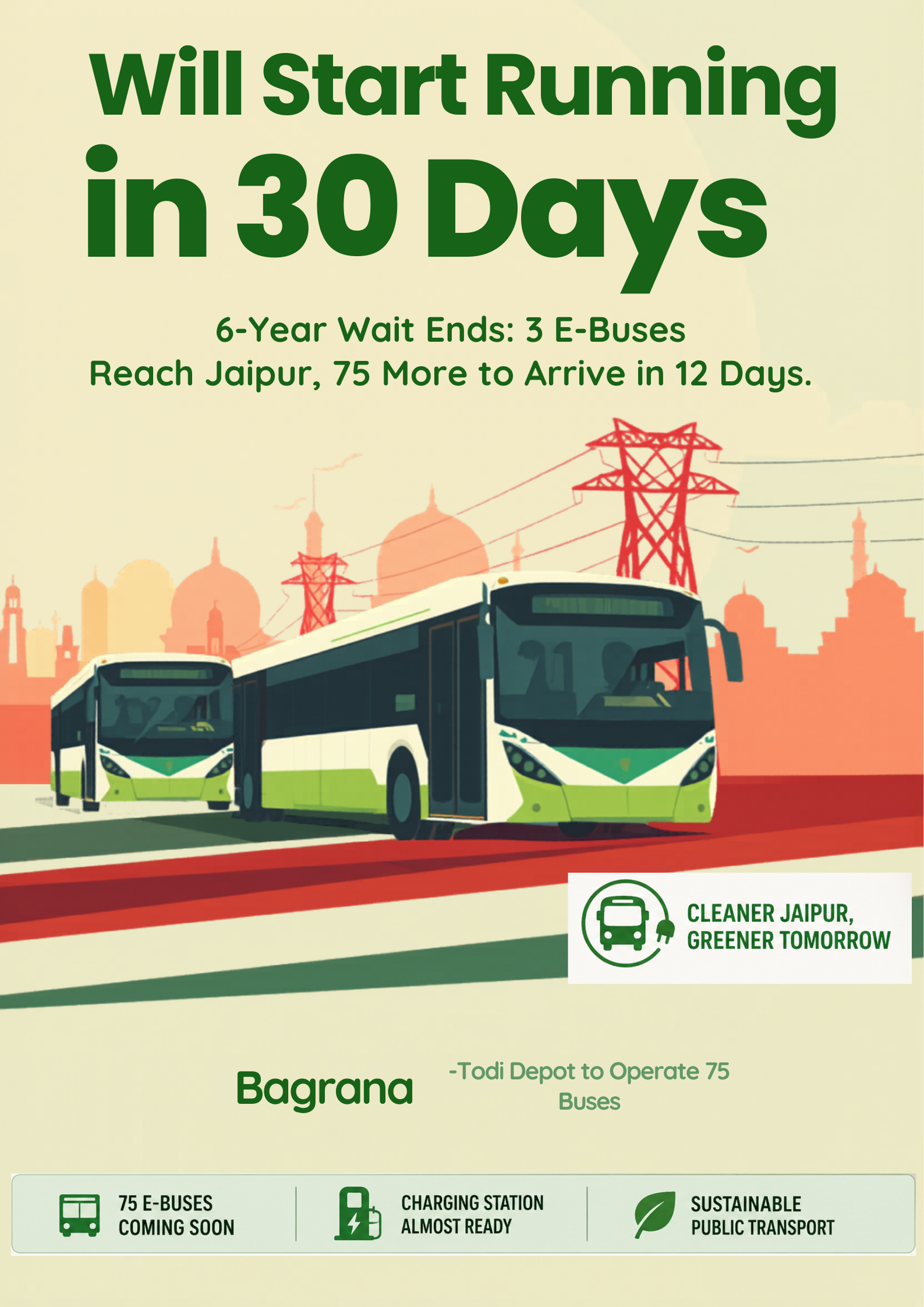 6-Year Wait Ends: 3 E-Buses Reach Jaipur, 75 More to Arrive in 12 Days